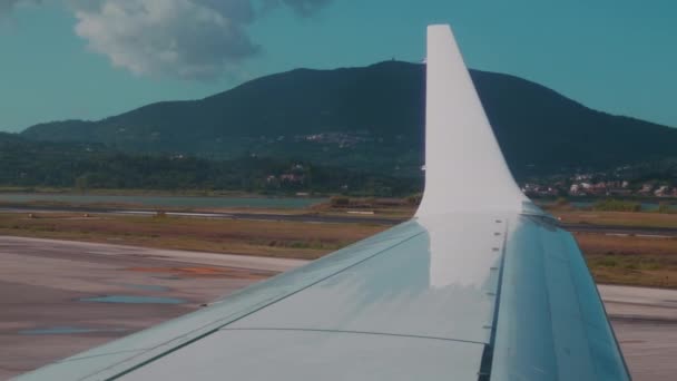 Kerkyra Greece 2022 View Airplane Boing White Wing Airfield Corfu — 비디오