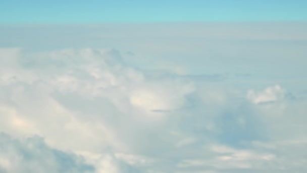Blurred View Airplane White Air Cloud Clear Blue Sky Dalam — Stok Video