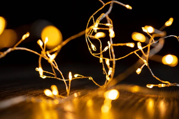 Garland Of Light Bulbs Close-Up And Shallow Depth Of Field. High quality photo