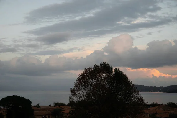 Cloudy Weather Rain Corfu Island Overlooking Mountains Balkan Peninsula Greece — стокове фото