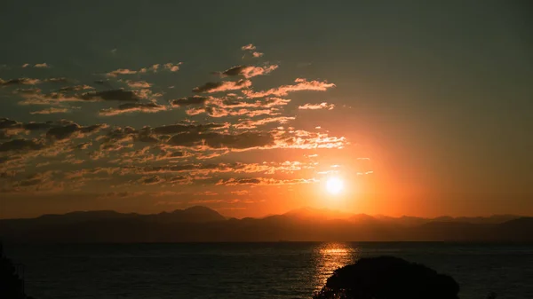 Picturesque View Sunrise Corfu Island Overlooking Mountains Balkan Peninsula Greece — стокове фото
