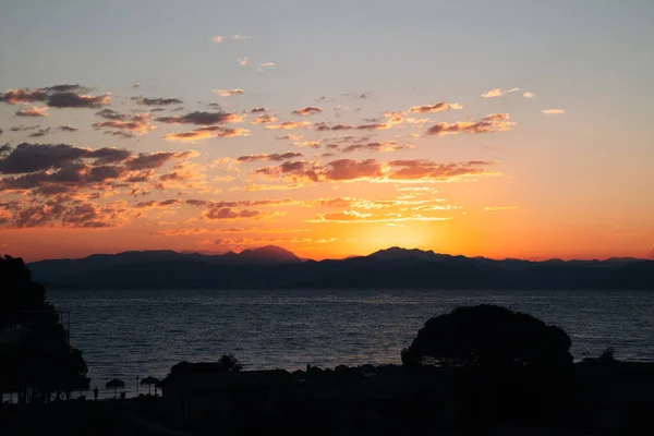 Morning Corfu Isand Sun Dawn Mountains Balkan Peninsula Greece Concept — Stock Photo, Image