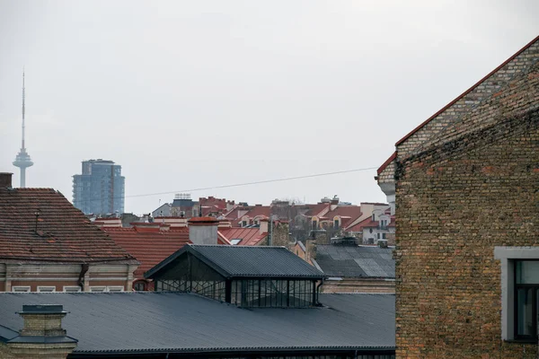 Vilnius Lituânia 2023 Vista Cidade Velha Com Telhados Cor Laranja — Fotografia de Stock