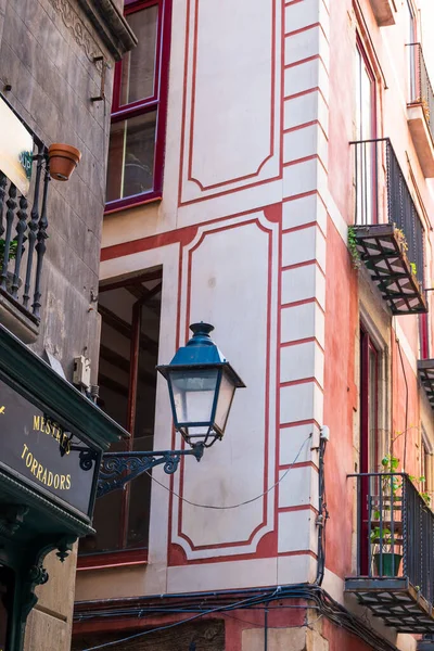 Barcelona Spain May 2022 Old Metal Street Lamp House Building — Stock Photo, Image