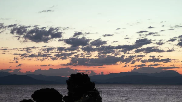 Picturesque View Sunrise Corfu Island Overlooking Mountains Balkan Peninsula Greece — стокове фото