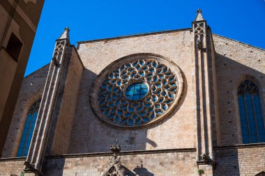 Barselona, İspanya - 26 Mayıs 2022: Santa Maria del Mar Kilisesi cephesi. Yüksek kalite fotoğraf