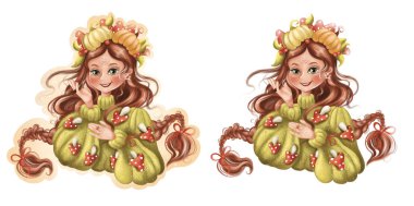 Güzel sonbahar çizimi. Yapıştırma ve şablon olmadan. Matbaada, çocuk kitapları, kartpostallar, tekstil, ambalaj, kahve dükkanları ve daha fazlasında kullanılabilir..