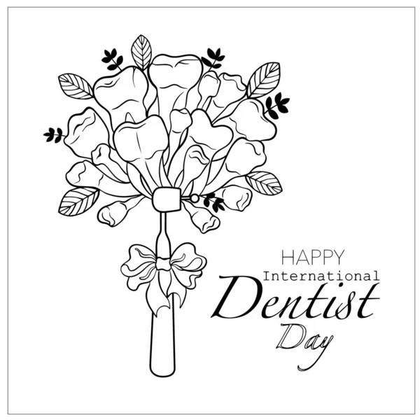 Creative Bouquet Dentist Bouquet Teeth Professional Holiday International Dentist Day — Stock Vector