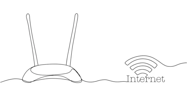 Router Distribuye Internet Dibujo Una Sola Línea Con Una Amplia — Archivo Imágenes Vectoriales