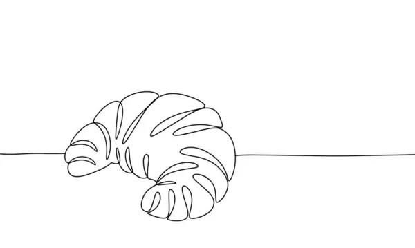 Croissant Dibujado Una Línea Desayuno Francés Panadería Croissant Con Relleno — Archivo Imágenes Vectoriales