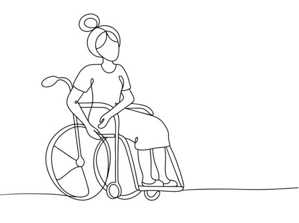 Frau Rollstuhl Menschen Mit Behinderungen Eine Person Mit Besonderen Bedürfnissen — Stockvektor