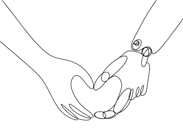 Две Человеческие Руки Образуют Сердце Здоровые Руки Протез Рисунок Поддержку — стоковый вектор
