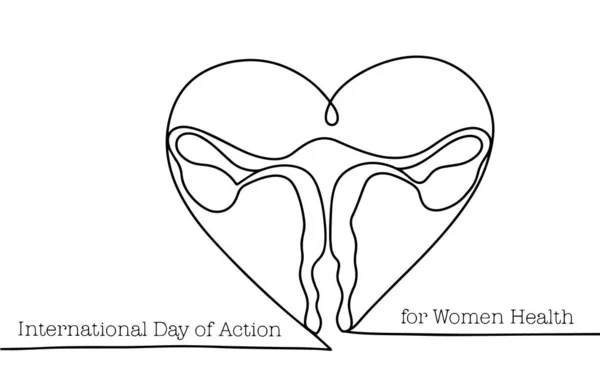 Women Organs Health Uterus Ovaries One Line Drawing International Day — Stock Vector