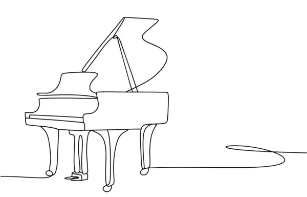 钢琴是用一条线画的 音乐乐器 用于不同用途 矢量说明 — 图库矢量图片