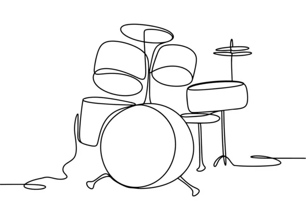 Schlagzeug Einer Linie Trommeln Ziehen Musikinstrument Für Unterschiedliche Zwecke Vektorillustration — Stockvektor