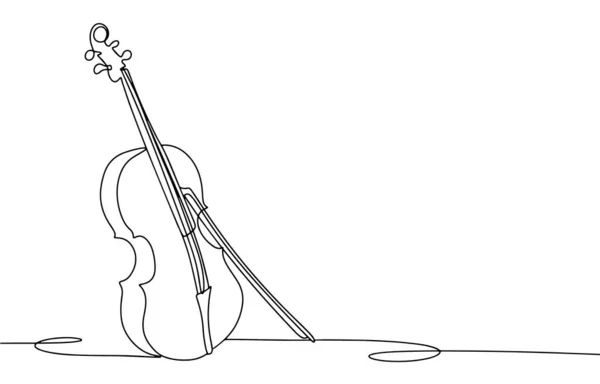 Скрипка Бантиком Одной Линии Музыкальный Инструмент Один Рисунок Разных Целей — стоковый вектор