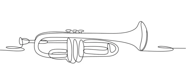 Instrumento Musical Vento Desenhado Uma Linha Dia Internacional Jazz Ilustração — Vetor de Stock