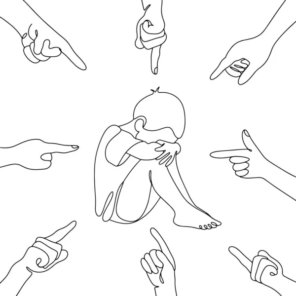Alla Pekar Finger Barnet Rad Illustrationer Mobbning Världsdagen För Förebyggande — Stock vektor