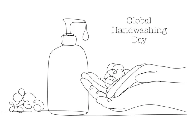 Lavar Mãos Com Sabão Espuma Nas Palmas Das Mãos Sabão — Vetor de Stock
