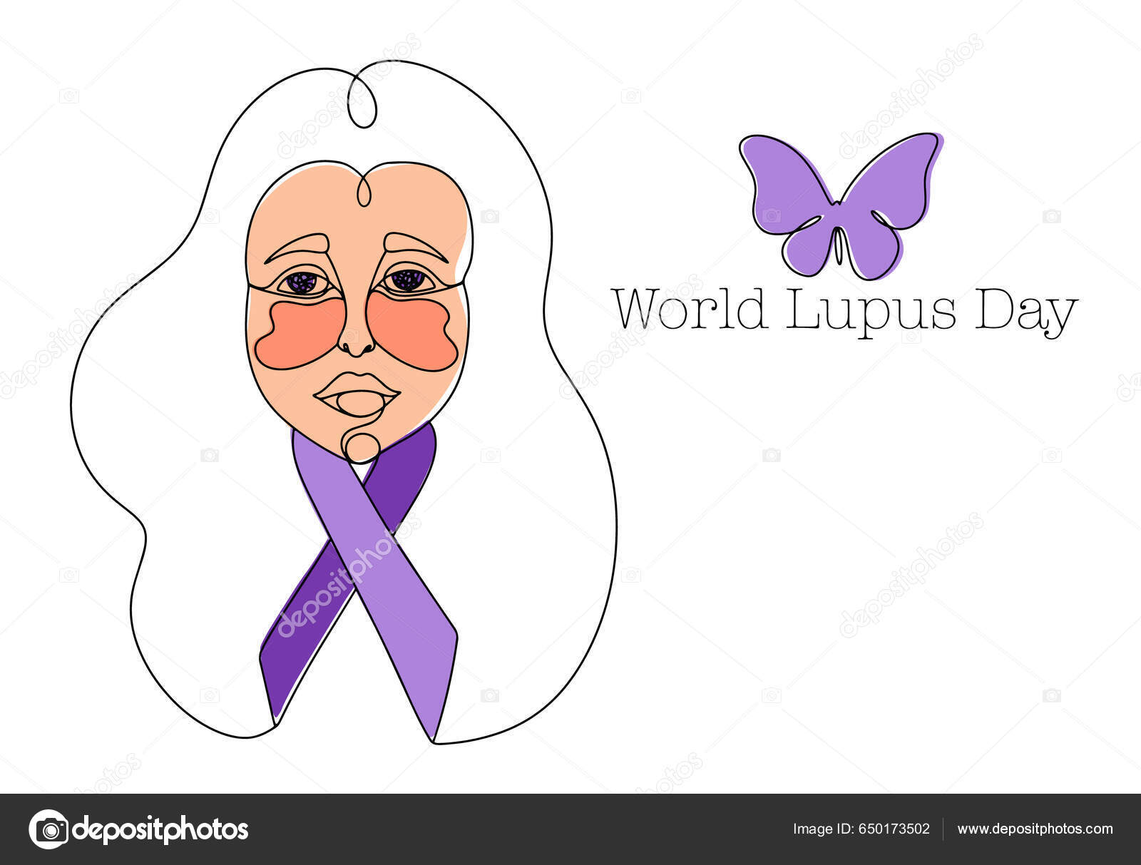 Una Niña Con Lupus Forma Erupción Forma Mariposa Cara Cinta Vector de ...