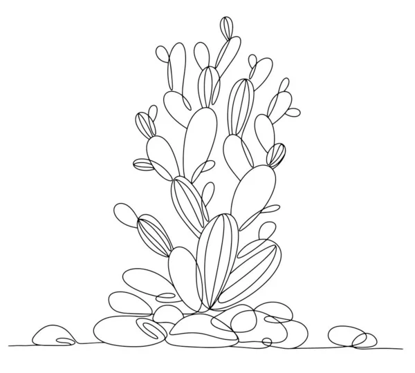 Bujný Kaktus Rostoucí Skalách Podivně Tvarovaná Rostlina Izolovaná Ilustrace Světový — Stockový vektor