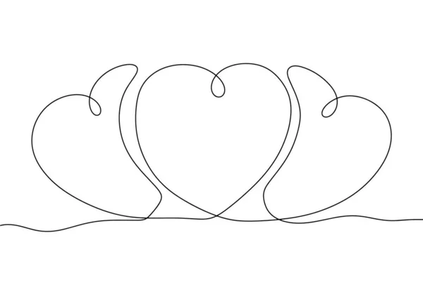 Trois Cœurs Dessin Ligne Pour Différentes Utilisations Illustration Vectorielle — Image vectorielle