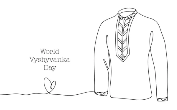 Camisa Masculina Ucraniana Com Bordado Dia Mundial Vyshyvanka Desenho Uma — Vetor de Stock