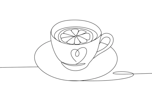 Una Taza Aromático Con Limón Una Taza Platillo Día Internacional — Vector de stock