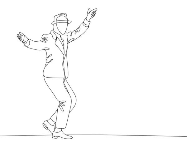 Şık Takım Elbiseli Bir Adam Elleri Havada Dans Eder Dünya — Stok Vektör