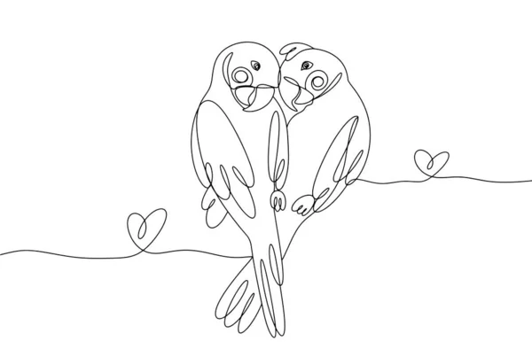 Pár Zamilovaných Papoušků Roztomilí Exotičtí Ptáci Světový Den Papoušků Jeden — Stockový vektor