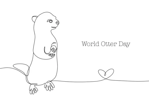 Cute Otter Stands Its Hind Legs World Otter Day One — Stock Vector