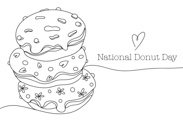 Three Donuts Icing Sprinkles Stack Donuts National Donut Day One — Stock Vector