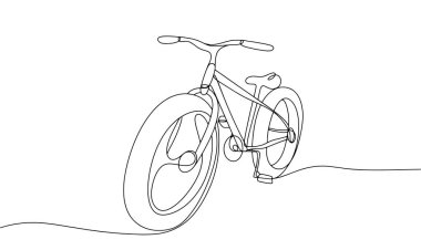 Bisiklet tek sıra halinde çizilmiş. Avrupa Bisiklet Günü. Farklı kullanım alanları için bir çizgi. Vektör illüstrasyonu.
