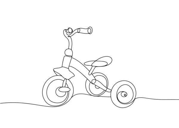 Triciclo Bambini Giornata Mondiale Della Bicicletta Disegno Linea Usi Diversi — Vettoriale Stock