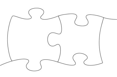 Bir yapbozun iki parçası. Farklı kullanım alanları için bir çizgi. Vektör illüstrasyonu.