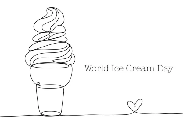 Ice Cream Cone Waffle Glass World Ice Cream Day One — Stock Vector