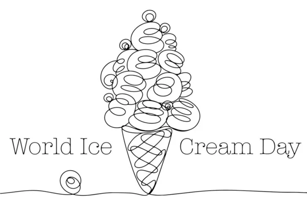 Large Portion Ice Cream Waffle Cone World Ice Cream Day — Stock Vector