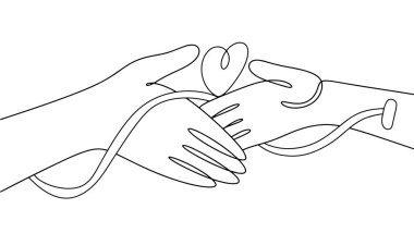 Donörden alıcıya kan nakli. Hayat kurtarma. Tıbbi illüstrasyon. Dünya Kan Bağışı Günü. Farklı kullanım alanları için bir çizgi. Vektör illüstrasyonu.