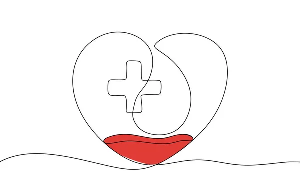 Srdce Plné Krve Kapka Krve Lékařský Kříž Jako Symbol Darování — Stockový vektor