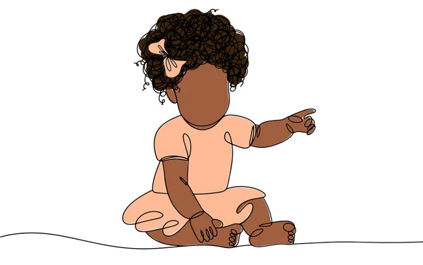 Chica Africana Bebé Está Sentado Suelo Día Internacional Del Niño — Archivo Imágenes Vectoriales