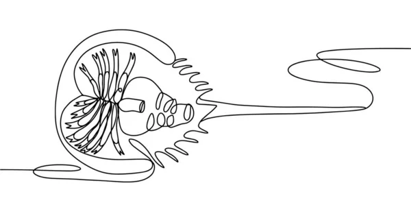 1本の線で描かれた馬蹄形のカニ 国際馬蹄形カニの日 ベクターイラスト — ストックベクタ