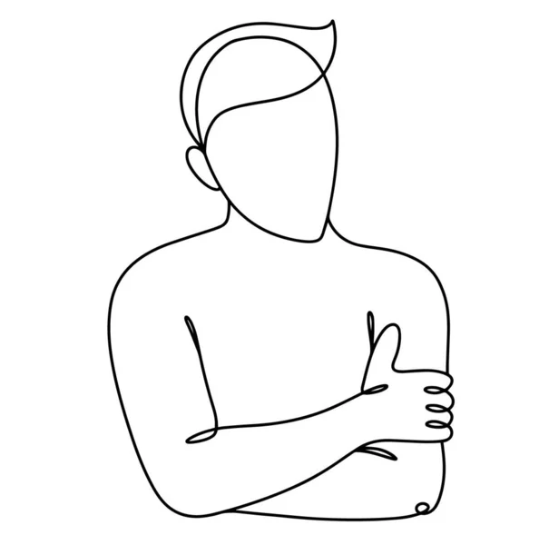 Σταύρωσε Χέρια Του Στο Στήθος Ένα Σχέδιο Γραμμής Για Διαφορετικές — Διανυσματικό Αρχείο