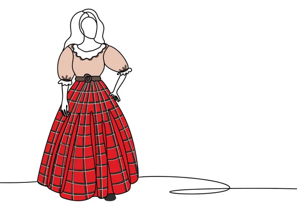 Une Femme Costume National Écossais Jupe Carreaux Moelleuse Journée Nationale — Image vectorielle