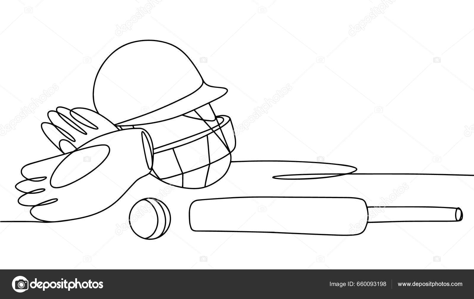 Cricket Ball And Bat Drawing On Ruled Paper High-Res Vector Graphic - Getty  Images