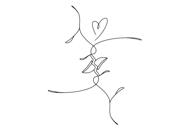 Küssende Pärchensilhouette Gegenseitige Anziehung Und Ergänzung Internationaler Tag Des Kusses — Stockvektor