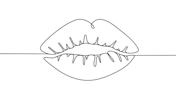 Impresión Labial Beso Día Internacional Del Beso Dibujo Una Línea — Archivo Imágenes Vectoriales