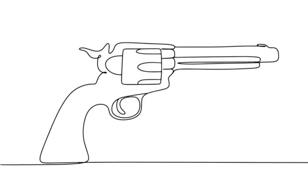 左轮手枪反复充电的手枪与弹夹形式的旋转鼓 国际销毁小武器日 不同用途的单行绘图 矢量说明 — 图库矢量图片