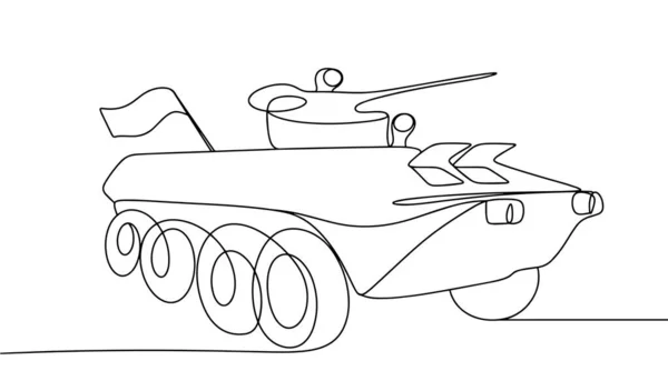 装甲人员运输车 装甲运输车 战斗车 不同用途的单行绘图 矢量说明 — 图库矢量图片