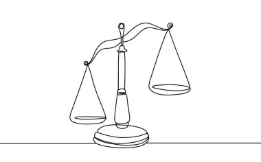 Bir kasenin ağırlığından daha ağır basıyor. Uluslararası Adalet Günü. Farklı kullanım alanları için bir çizgi. Vektör illüstrasyonu.
