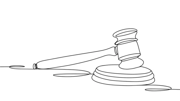Судья Молоток Всемирный День Международного Правосудия Один Рисунок Линии Различных — стоковый вектор